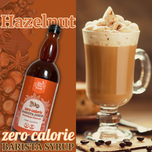 Load image into Gallery viewer, Blue Nile Foods Sugar Free Barista Hazelnut Coffee Syrup - Guilt Free Coffee Syrup, Perfect Flavour Enhancer for Coffee Lovers & Health Conscious Enthusiasts, Keto Friendly, Zero Calorie