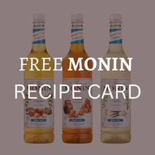 Load image into Gallery viewer, Monin Sugar Free Caramel Syrup, Sugar Free Hazelnut Syrup and Sugar Free Vanilla Syrup with Free Recipe Card for Cocktails and Coffee