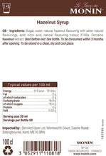 Load image into Gallery viewer, MONIN Premium Sugar Free Hazelnut Syrup 1L with FREE Cocktail Recipe Card