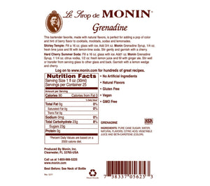 MONIN Premium Grenadine Syrup 1L with FREE Cocktail Recipe Card