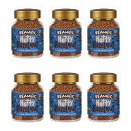 6X Beanies Nutty Hazelnut Flavoured Instant Coffee Jars: 50g per jar