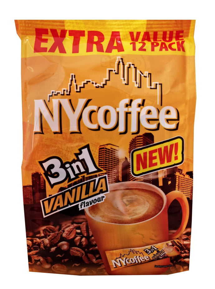 NY Coffee 3 in 1 sachets [8 x 12] 96 servings- Vanilla flavour, instant coffee sachets, for home or office use.…