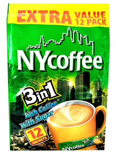 NY Coffee 3 in 1 sachets [8 x 12] 96 servings- Irish coffee with sugar, instant coffee sachets