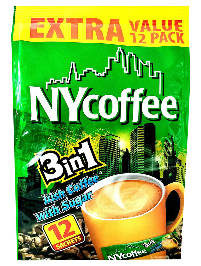 NY Coffee 3 in 1 sachets [8 x 12] 96 servings- Irish coffee with sugar, instant coffee sachets