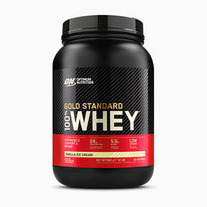 Optimum Nutrition Gold Standard Whey Protein Powder Muscle Building Supplements with Glutamine and Amino Acids, Vanilla Ice Cream, 30 Servings, 900 g