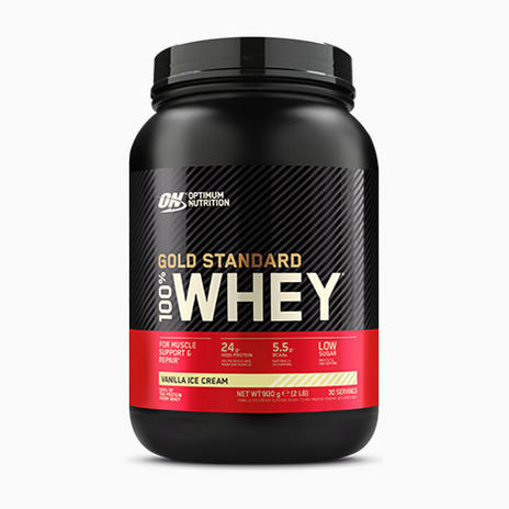 Optimum Nutrition Gold Standard Whey Protein Powder Muscle Building Supplements with Glutamine and Amino Acids, Vanilla Ice Cream, 30 Servings, 900 g
